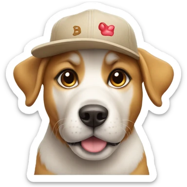 Dog with cap sticker