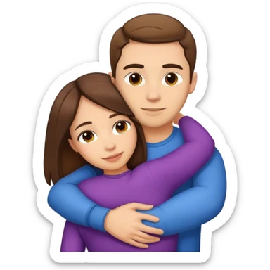 Woman and man brunette back hug sticker