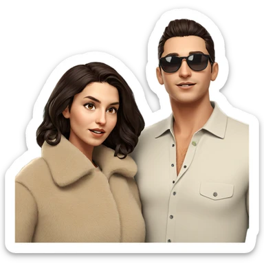 stylish couple with sunglasses sticker
