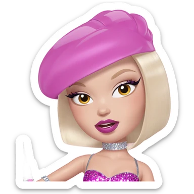 blonde girl with sparkly makeup sticker