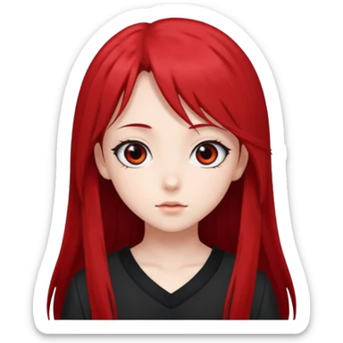 long red and black hair anime girl sticker