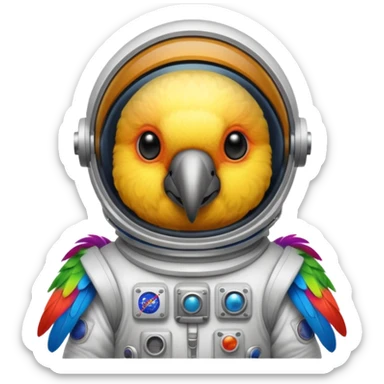 parrot with astronaut suit sticker