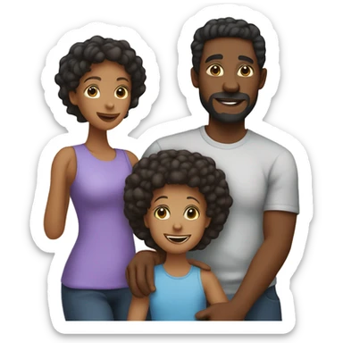 a loving black family black dad, mixed race mom, 1 son, 1 daughter, and 1 young son sticker