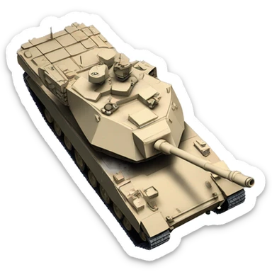 M1 Abrams, cannon visible, overhead perspective sticker