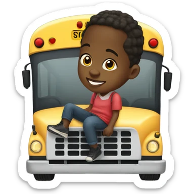 Down syndrome black kid on a school bus sticker