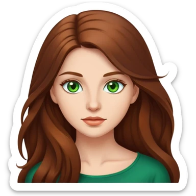 Woman with long brown hair and green eyes sticker