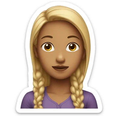 a girl with a big forehead sticker