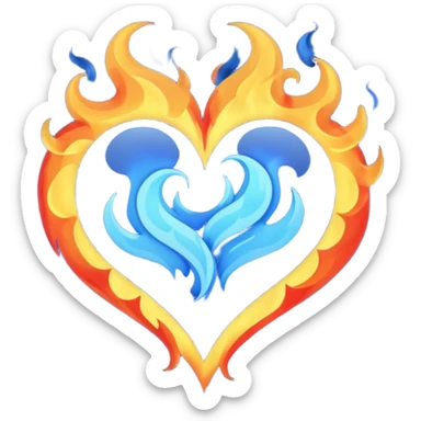 Lacivert alevli kalp sticker