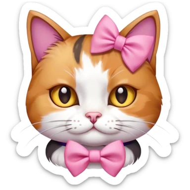 Cat with a pink bow in its hair sticker