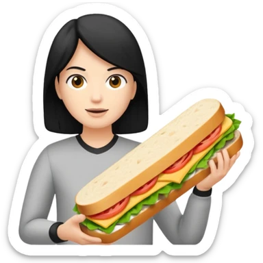 mach mir eine sportliche person mit schwarzen haaren die gerade offensichtlich heißhunger hat sticker