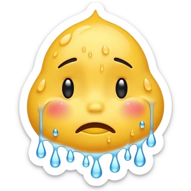 embarrased yellow emoji sqeezing eyes shut with sweat coming down the face sticker