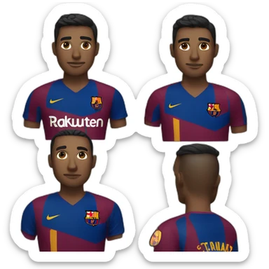 A man wearing a Barcelona shirt sticker