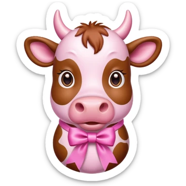 Pink cow with ribbon sticker