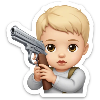 Baby with a gun sticker