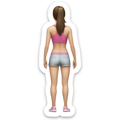 Back muscles woman pale brunette standing backwards, one person  sticker