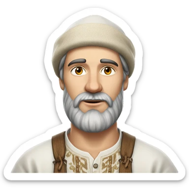 photorealistic white slavic peasant with beard portrait, Slavic ethnic clothing sticker