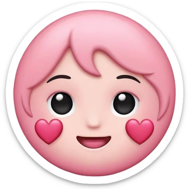 Blush emoji with hearts around it sticker