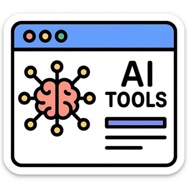 modern icon for a website showcasing artificial intelligence tools, minimal, geometric, tech-inspired sticker