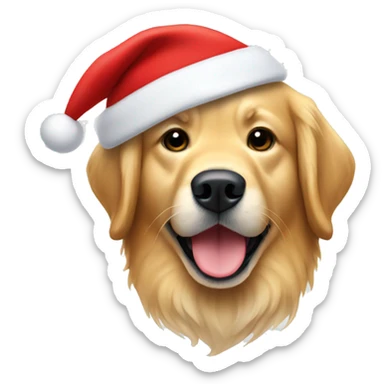golden retriever wearing a santa hat sticker