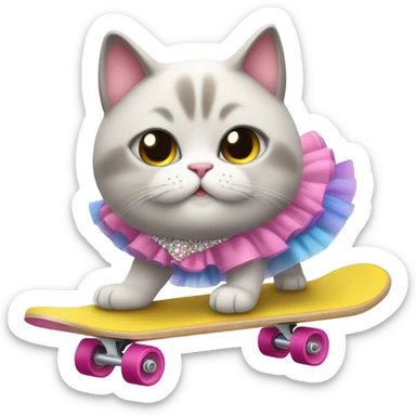 Fat Cat wearing a ballet costume on a skateboard  sticker