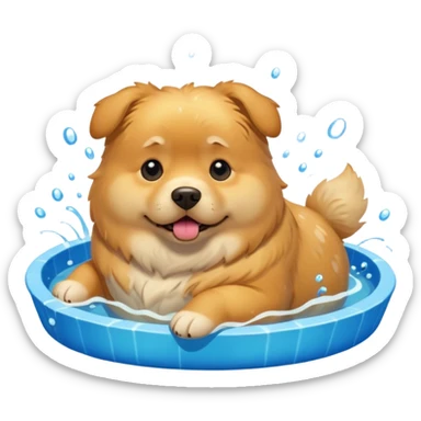 Fat dog in a big pool sticker