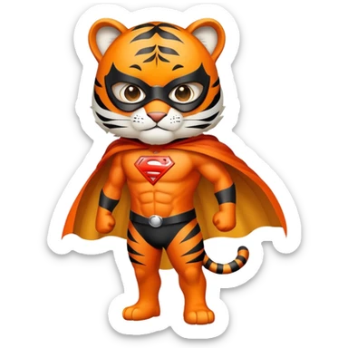 Superhero tiger with cape and mask sticker