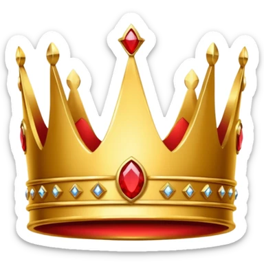 crown emoji, simple, gold, shiny, with only red jewels sticker