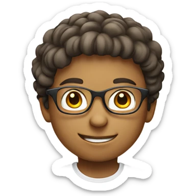 Smiling boy and girl emoji both white . Boy wearing glasses  sticker