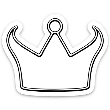 Apply a metallic effect to the crown, making it look shiny and dimensional, in the outlined icon style with no background. sticker