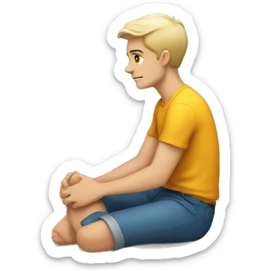 white person sitting on the floor sticker