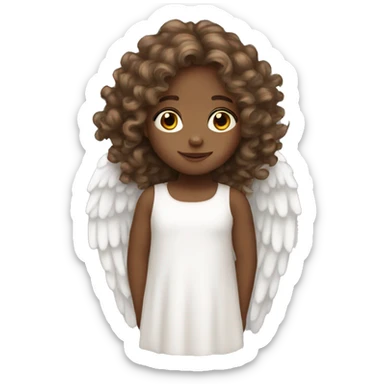 Little angel white girl with long curly brown hair sticker