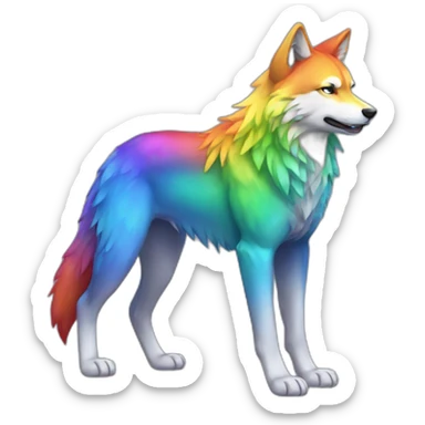 Rainbow Wolf Full Body sticker
