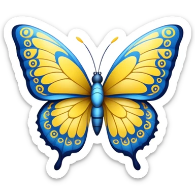blue and yellow decorated butterfly sticker