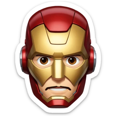 Iron Man helmet off, Tony Stark's face visible, confident expression sticker