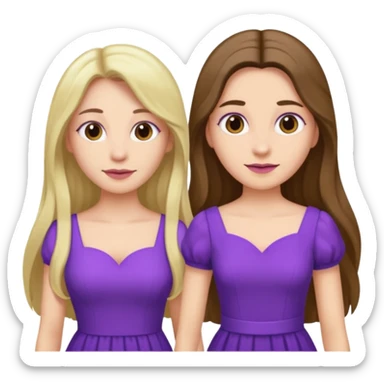 A couple in same outfit female with long hair and purple dress sticker