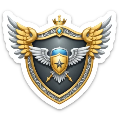 holy emblem with silver wings and shield in the middle sticker