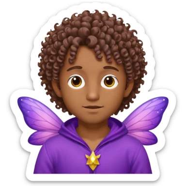 Male Fairy brown skin curly hair and purple  sticker