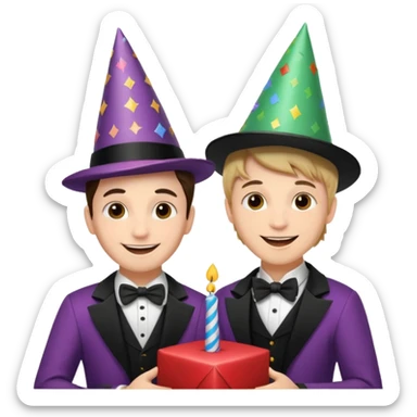 magician couple celebrat boy birthday  sticker