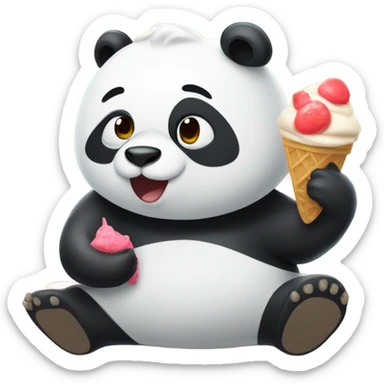 Panda comiendo helado en un estadio  sticker