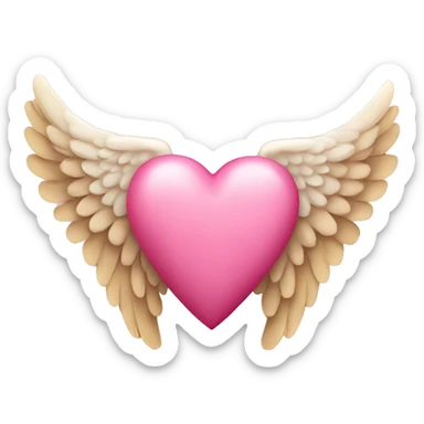 pink heart + angel wings sticker