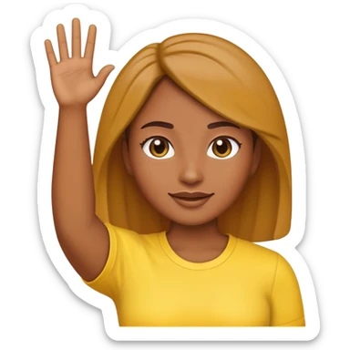brown skin woman emoji wearing a yellow shirt waving sticker