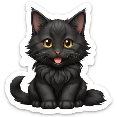 cinematic-yawning black-maine-coon-kitten-portrait-emoji,-head-tilted-playfully-and-inquisitively,-sleek--black-fur,-simplified-yet-adorable-features,-highly-detailed,-glowing-with-a-warm,-friendly-glow  sticker