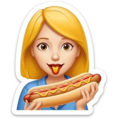 hotdog eating woman sticker