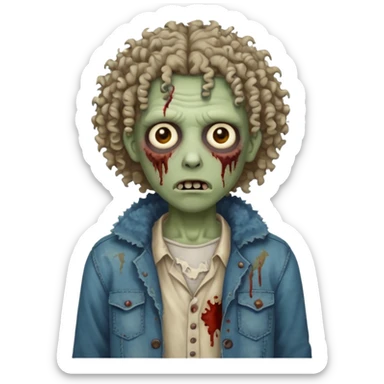 curly haired zombie sticker