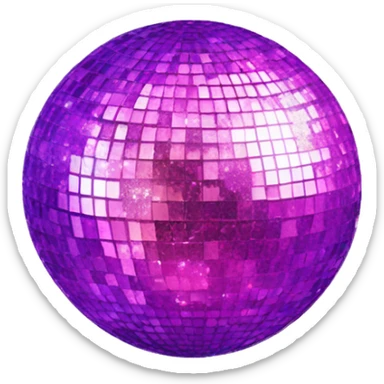 Glittery pink and purple disco ball sticker
