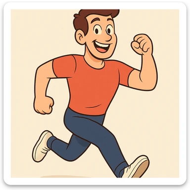 a healthy person, vibrant and active, cartoon style sticker