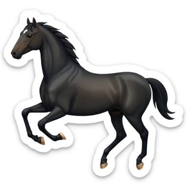 black horse chasing a running man, in realistic simple image style sticker