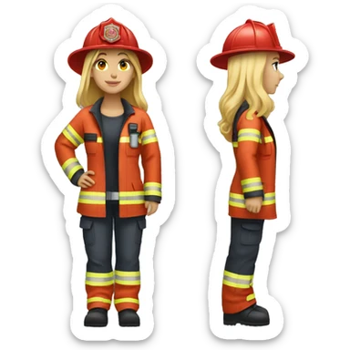 fullbody wear firefighter uniforms blonde woman  sticker