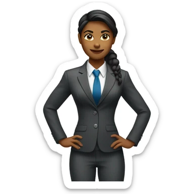 A muscular woman wearing a business suit sticker