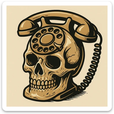 a creative fusion of a skull combined with a telephone sticker